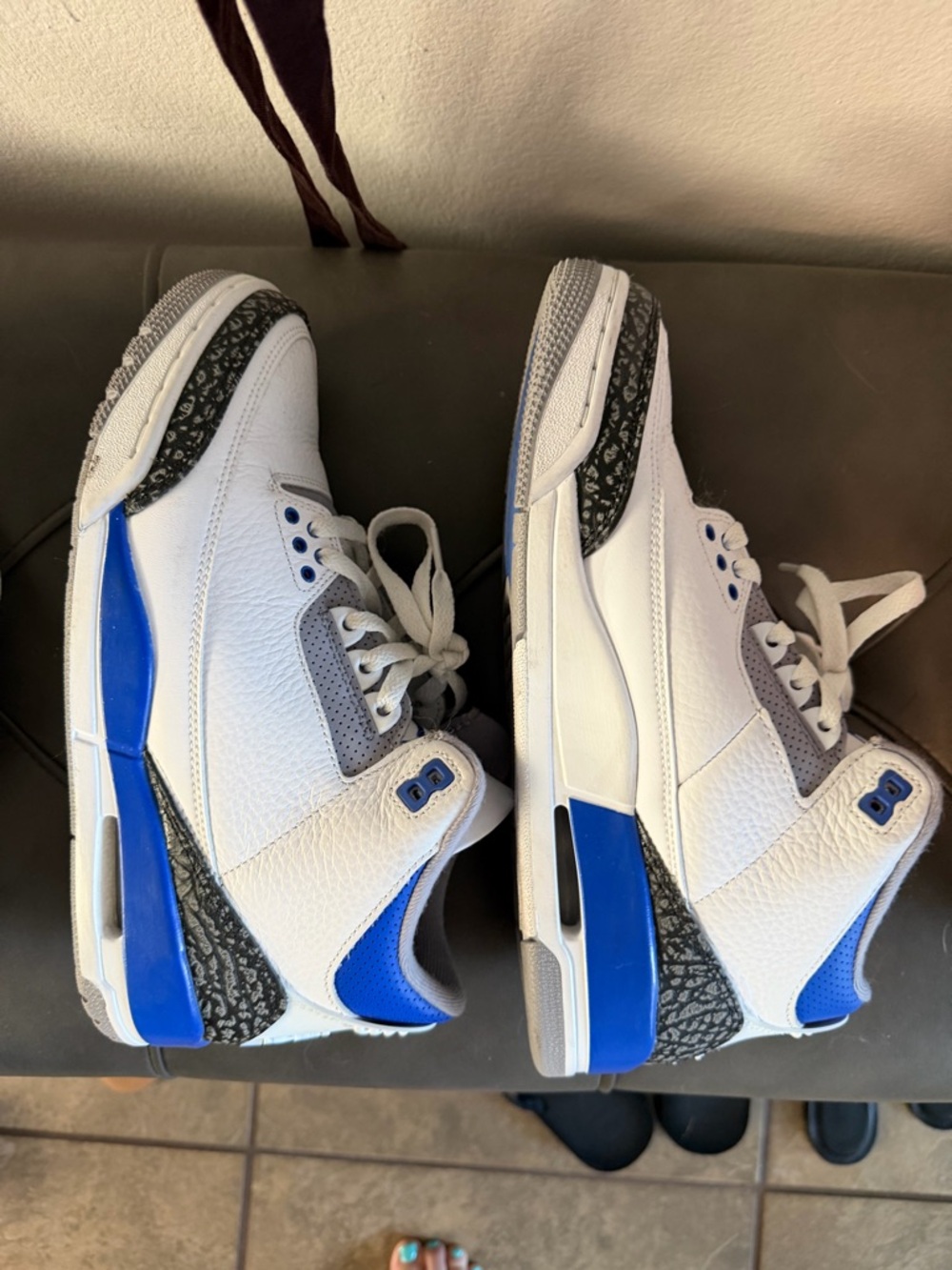 Jordan 3 retro racer blue White Blue Gray Retro Athletic Sneakers